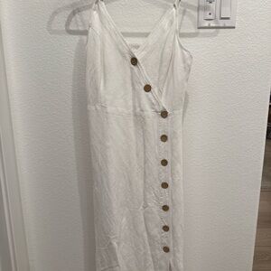 Express White Midi Dress with Button Detail